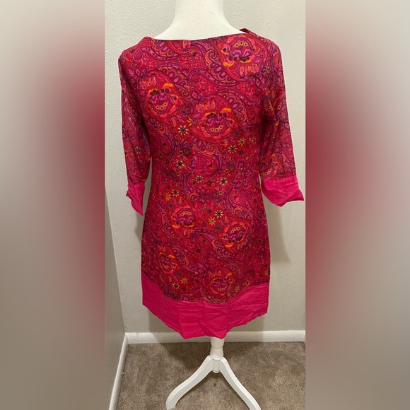 Isaac Mizrahi Floral Pink Paisley Sheath 3/4 Sleeve Dress - Excellent Condition - Picture 6 of 8